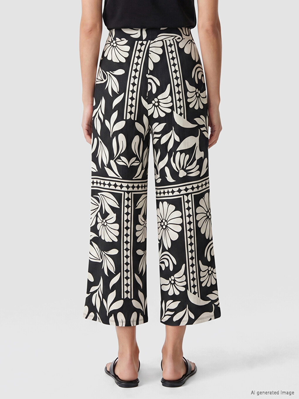 Elastic Waist Patterned Women's Trousers-3