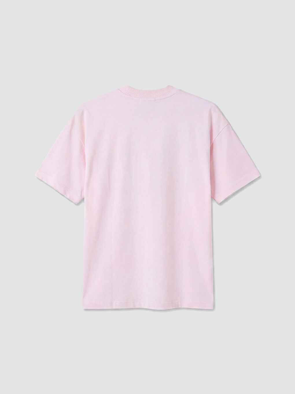 Pembe Bisiklet Yaka Nakışlı Kadın Tişört-2