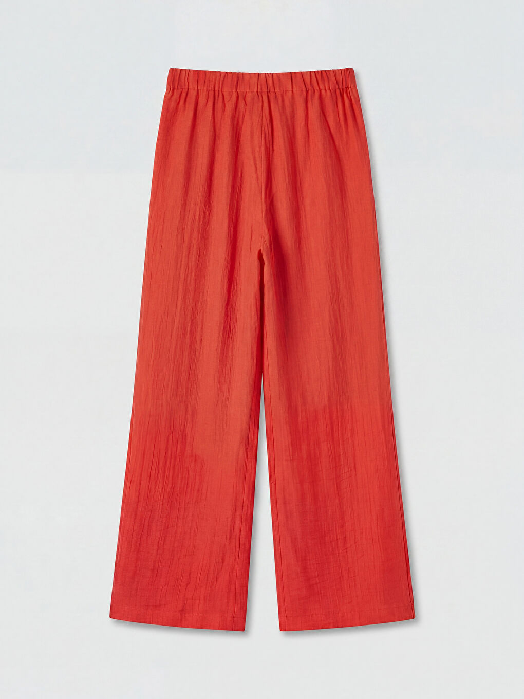 Kırmızı Beli Lastikli Dokulu Kadın Pantolon-5