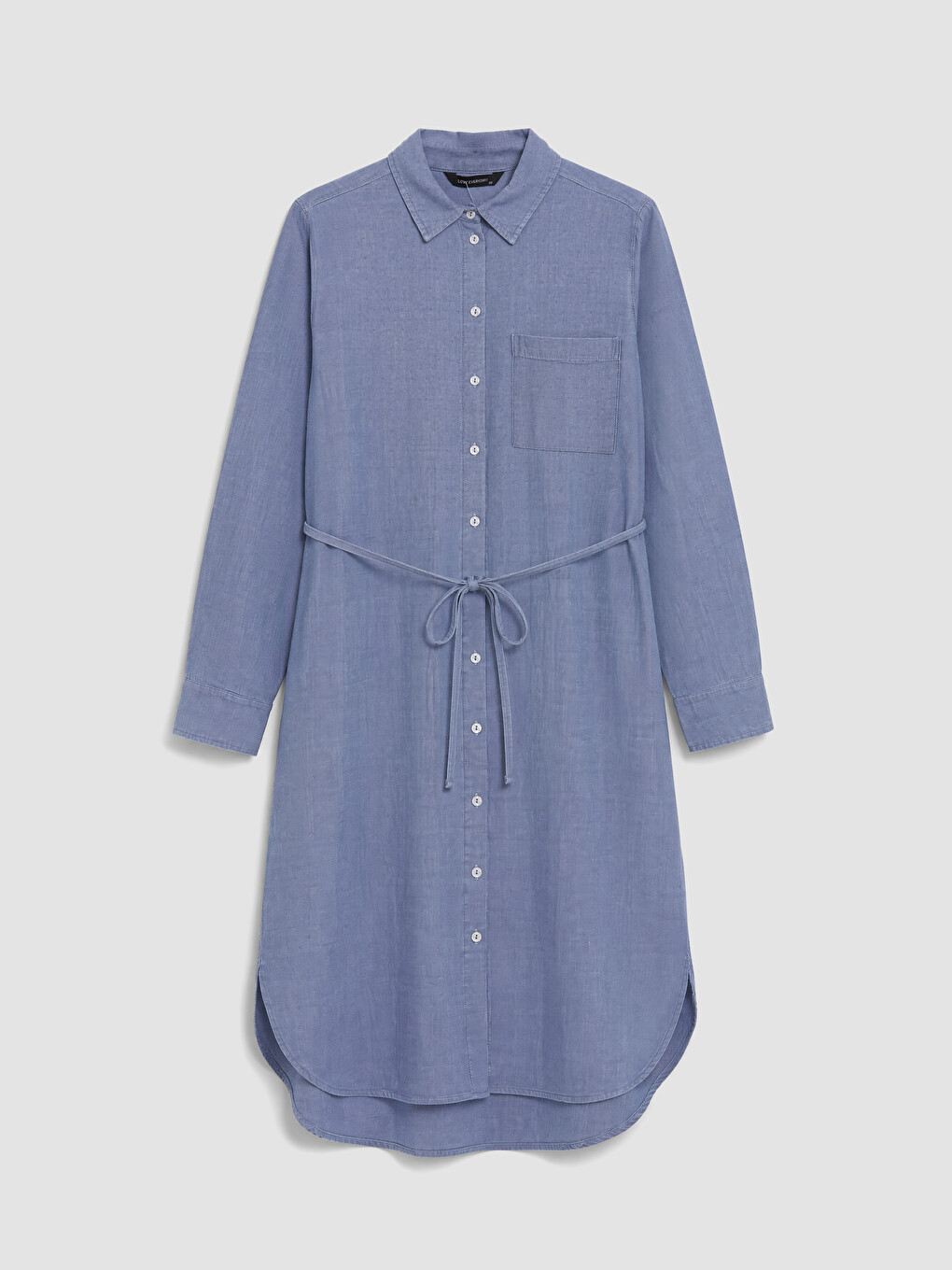 İndigo Beli Kuşaklı Oversize Kadın Gömlek Tunik