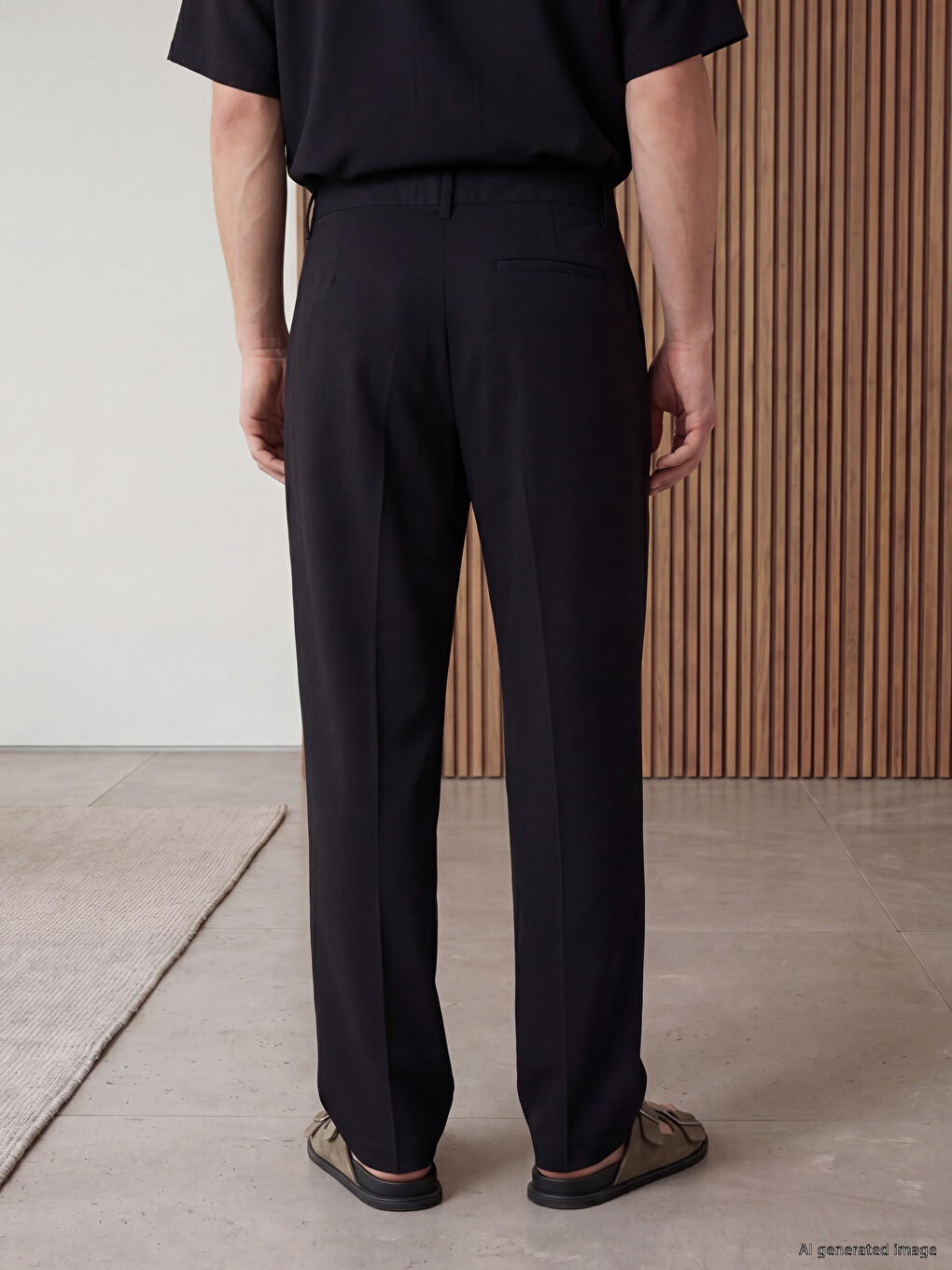 Siyah Loose Fit Erkek Pantolon-2