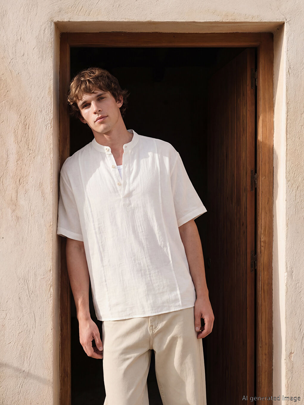 Ekru Regular Fit Erkek Gömlek