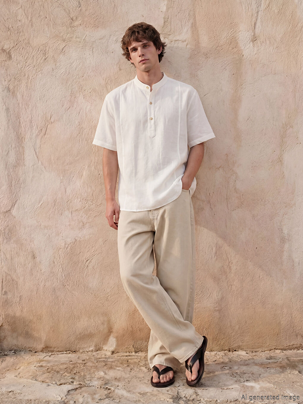 Ekru Regular Fit Erkek Gömlek-1