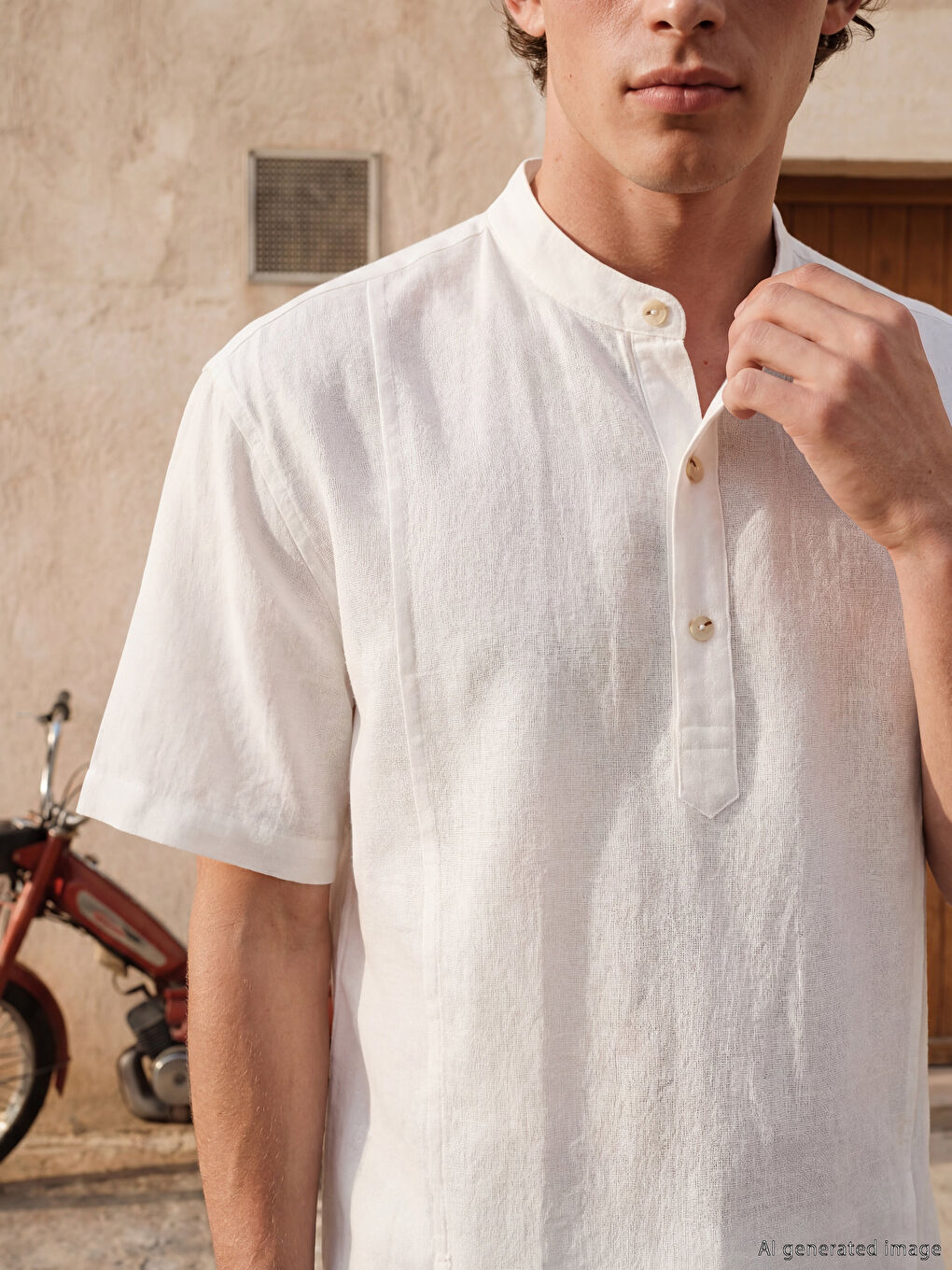 Ekru Regular Fit Erkek Gömlek-2