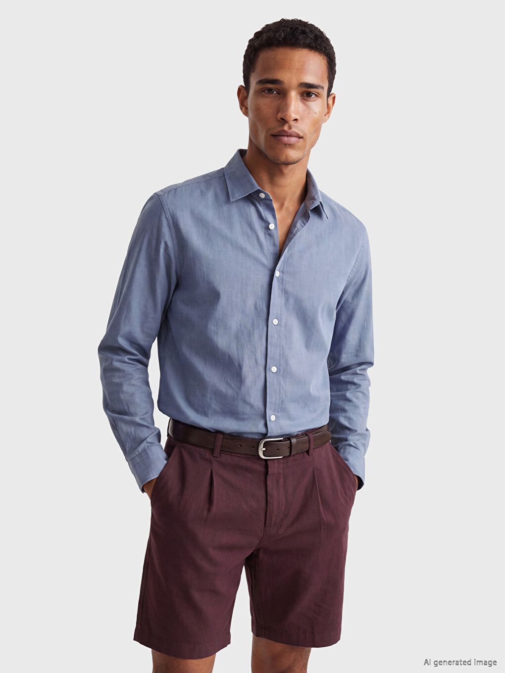 İndigo Regular Fit Keten Karışımlı Erkek Gömlek