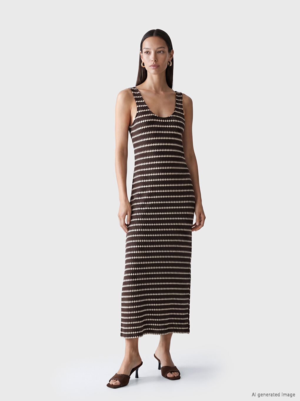 U Neck Striped Dress-1