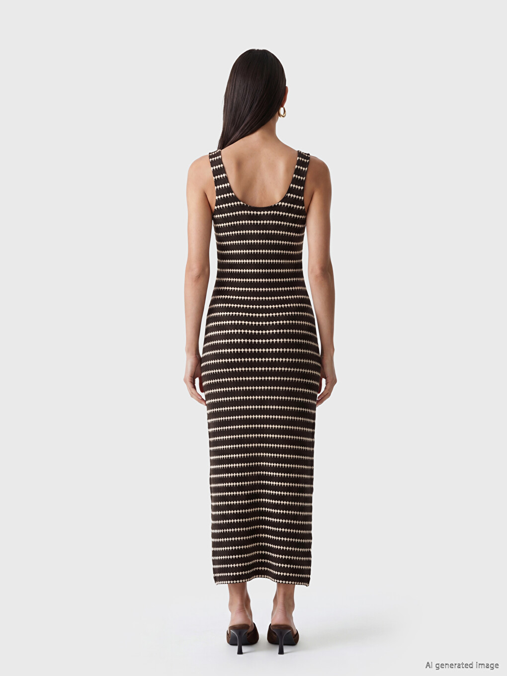 U Neck Striped Dress-3