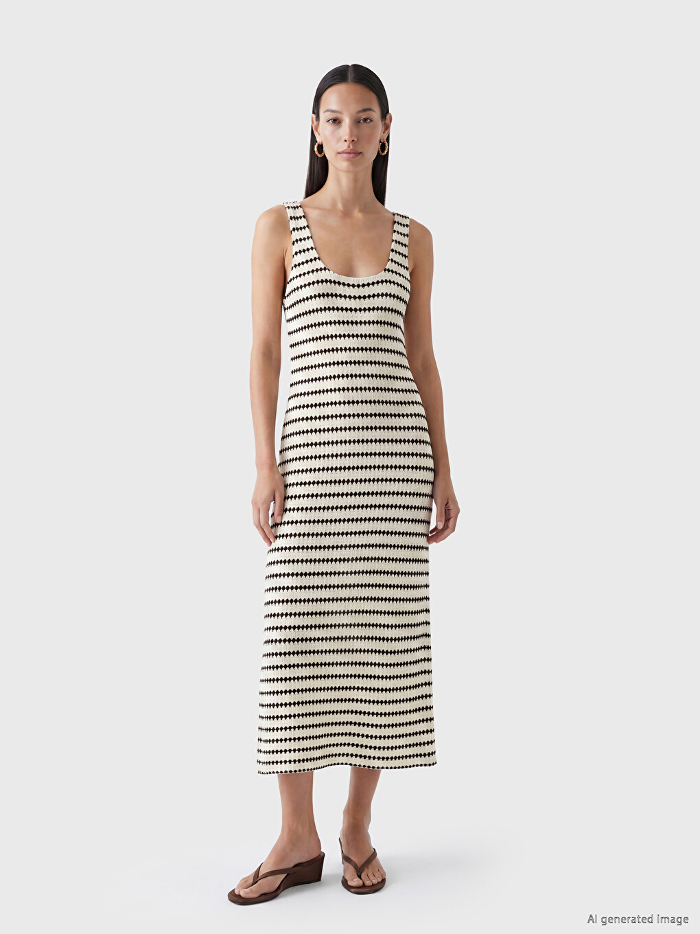 U Neck Striped Dress-1