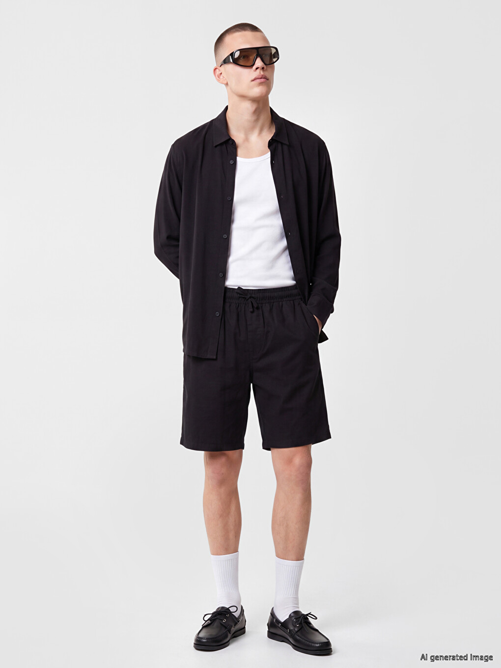 Siyah Regular Fit Erkek Gömlek-1