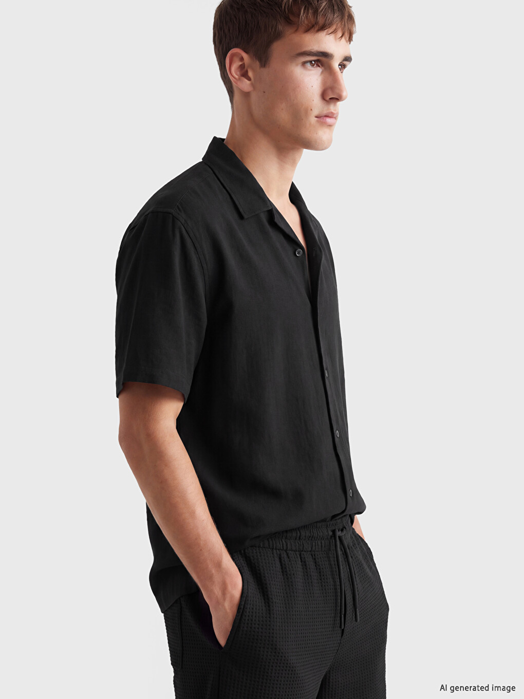 Siyah Regular Fit Armürlü Erkek Gömlek