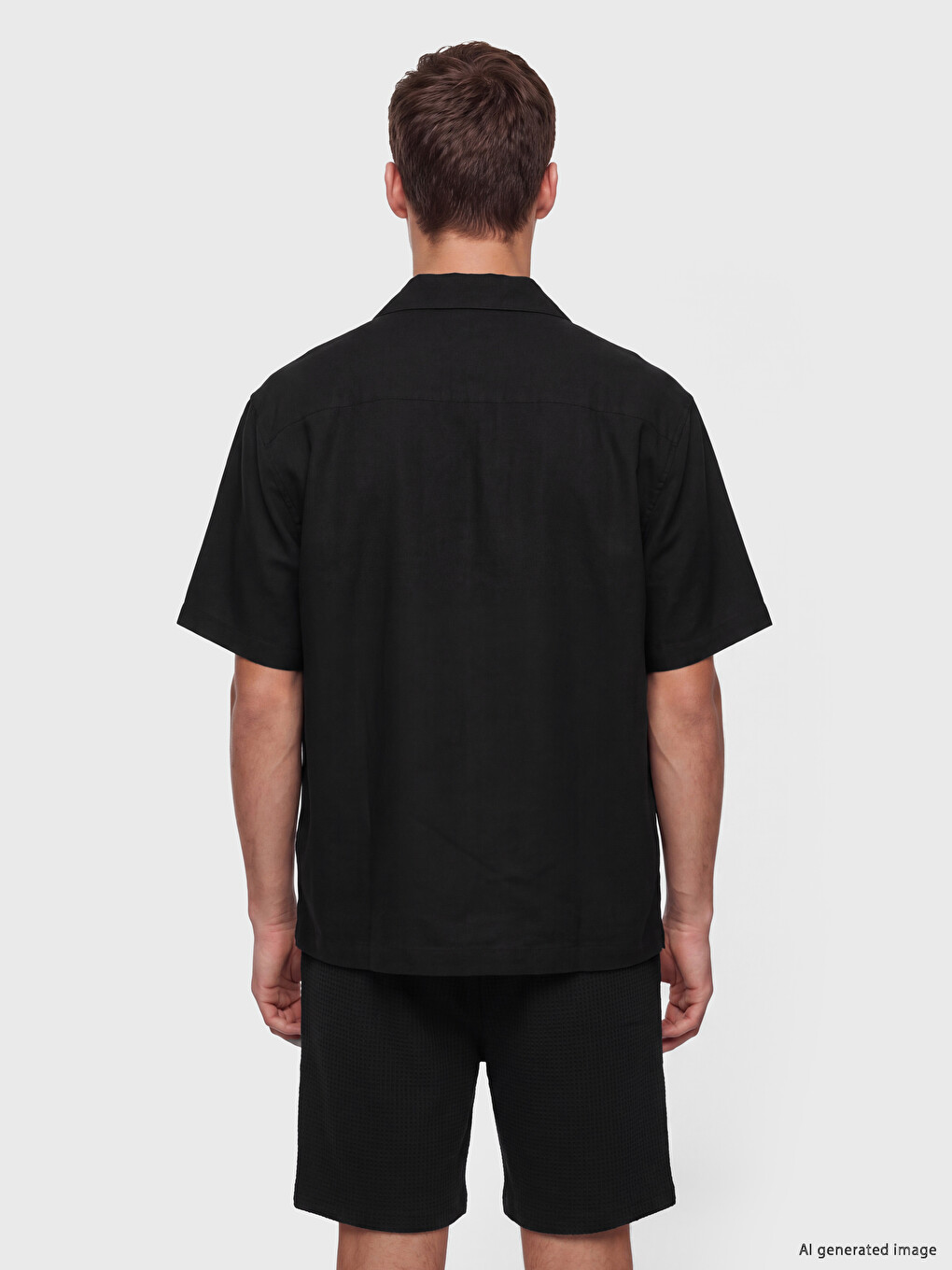 Siyah Regular Fit Armürlü Erkek Gömlek-3