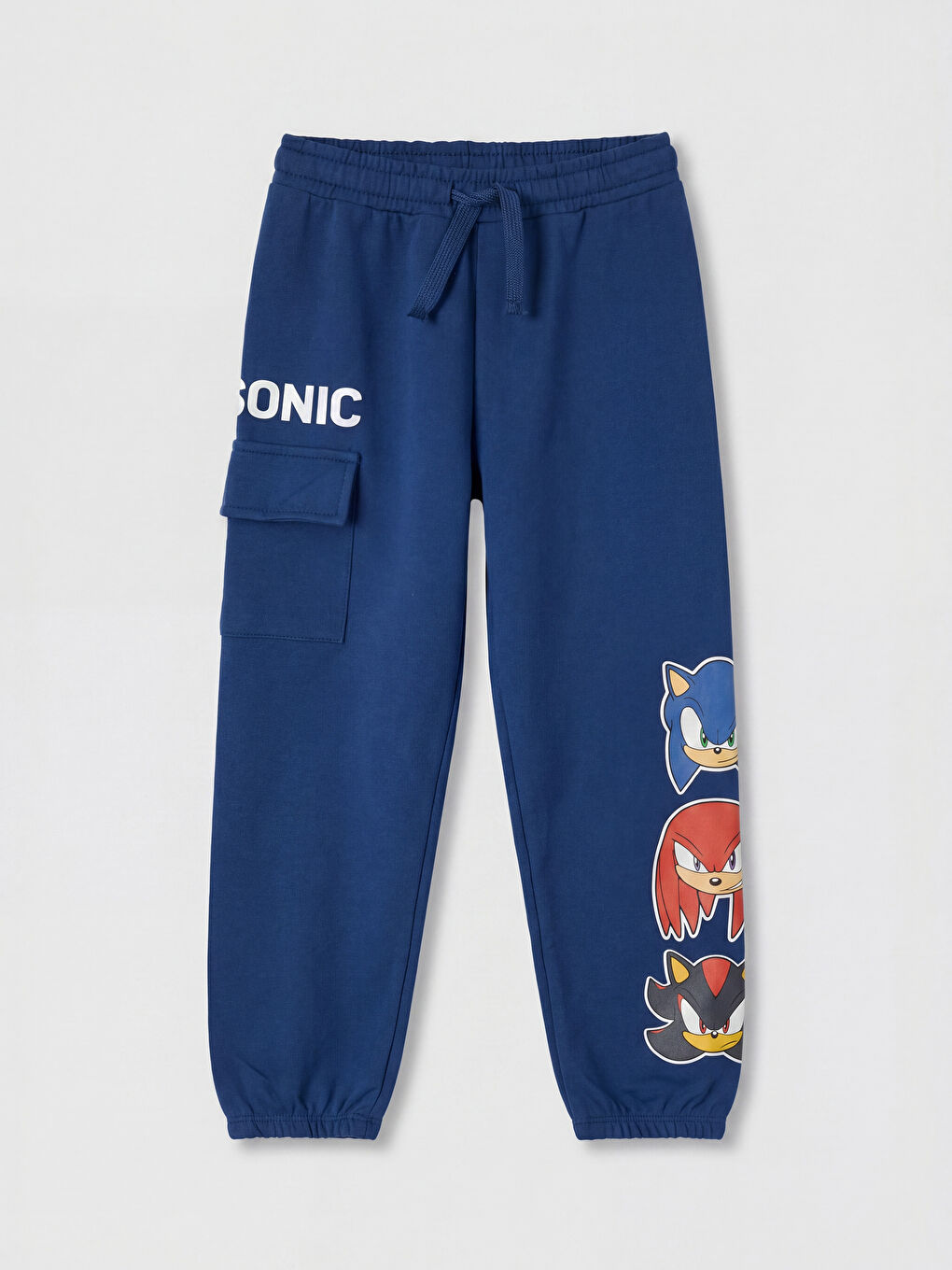Lacivert Sonic Baskılı Kargo Cepli Erkek Çocuk Jogger Eşofman Altı