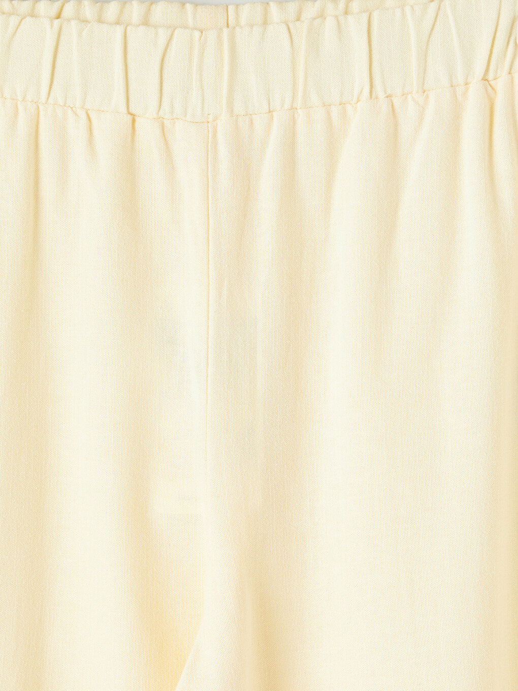 Sarı Beli Lastikli Keten Karışımlı Kadın Pantolon-1