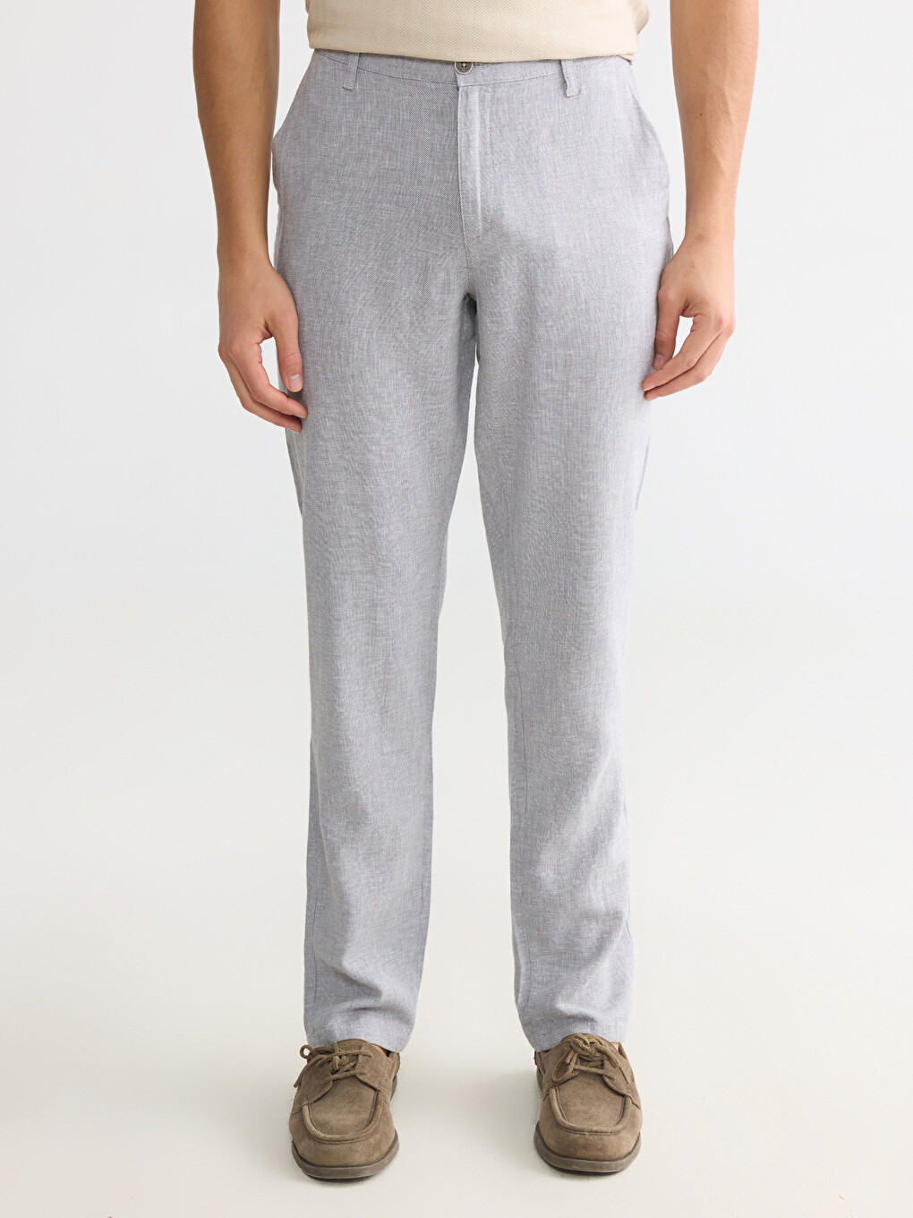 Gri Regular Fit Erkek Chino Pantolon-1