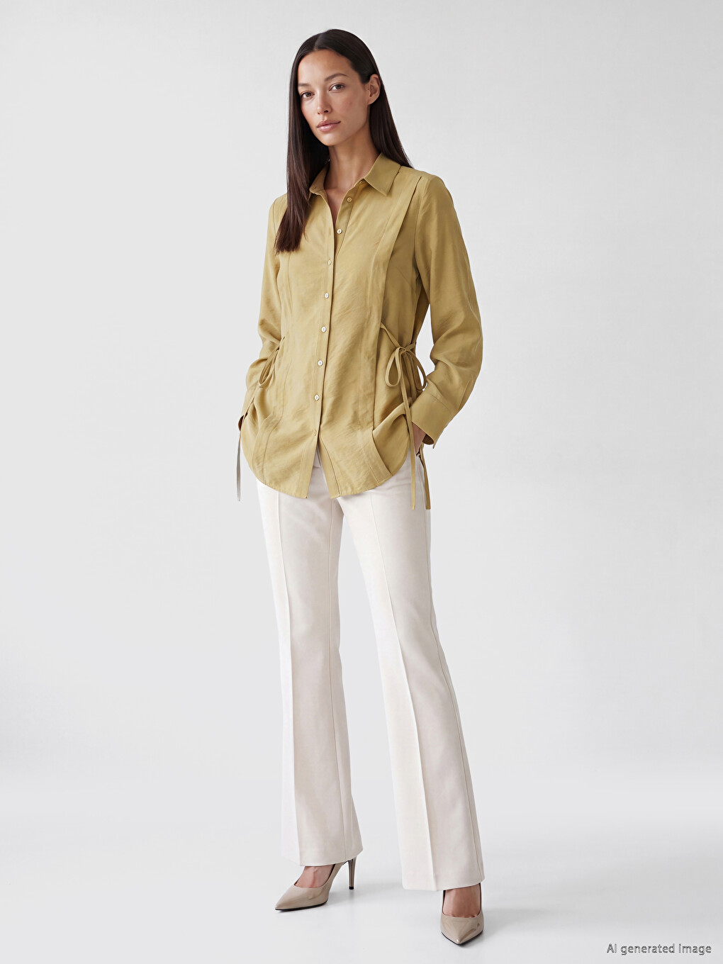Modal Blend Lace-up Women's Shirt Tunic-1