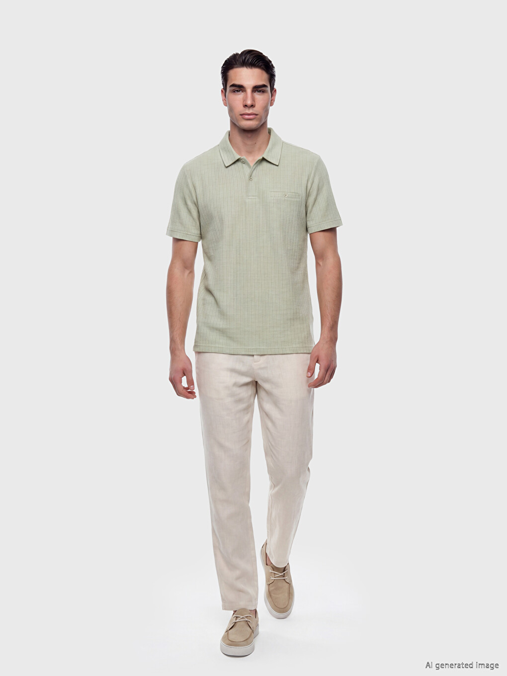Polo Collar Textured Men's T-Shirt-1