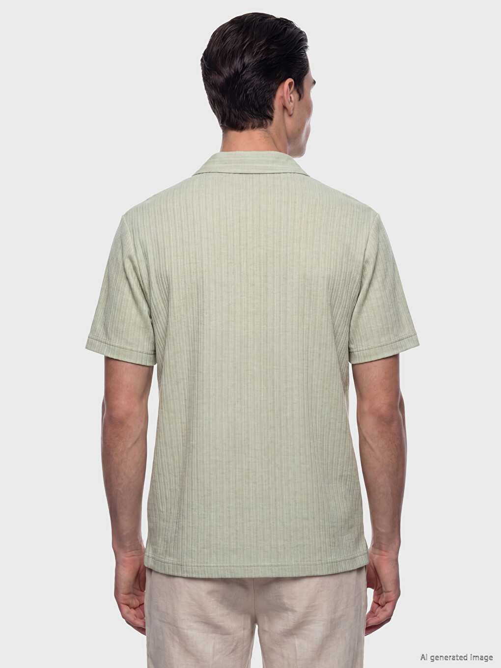 Polo Collar Textured Men's T-Shirt-3