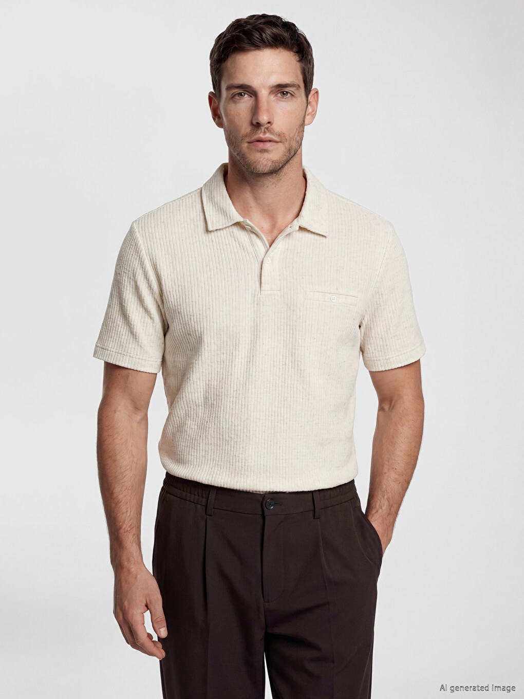 Polo Collar Textured Men's T-Shirt