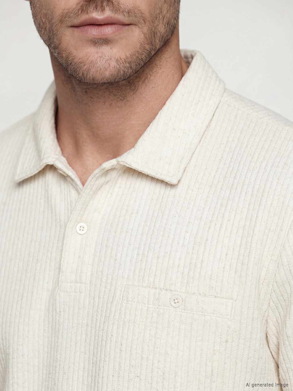 Polo Collar Textured Men's T-Shirt-2