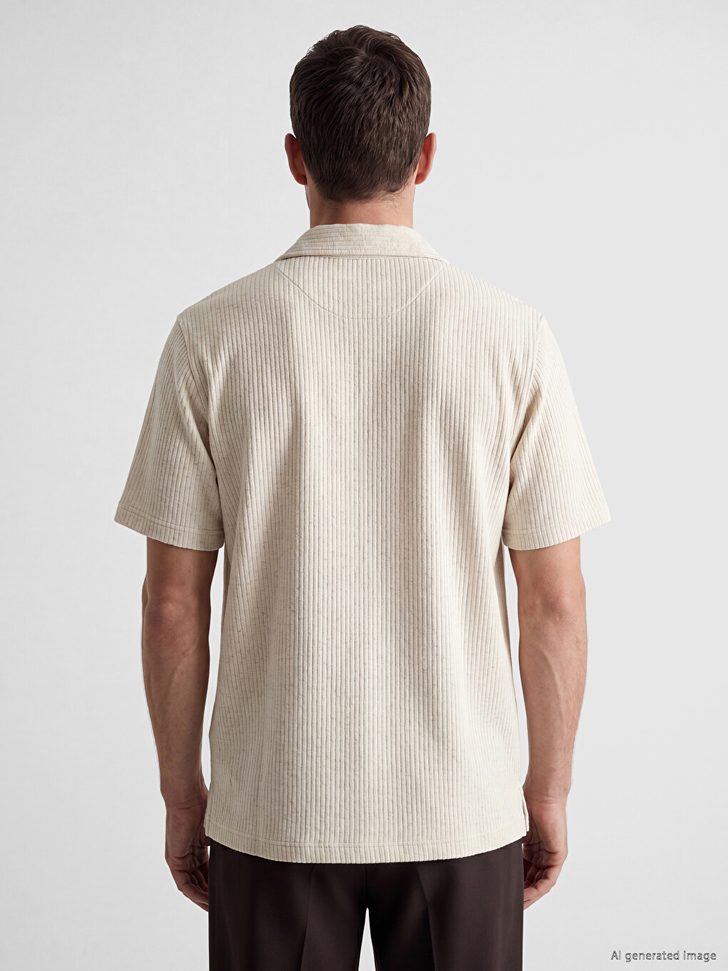 Polo Collar Textured Men's T-Shirt-3