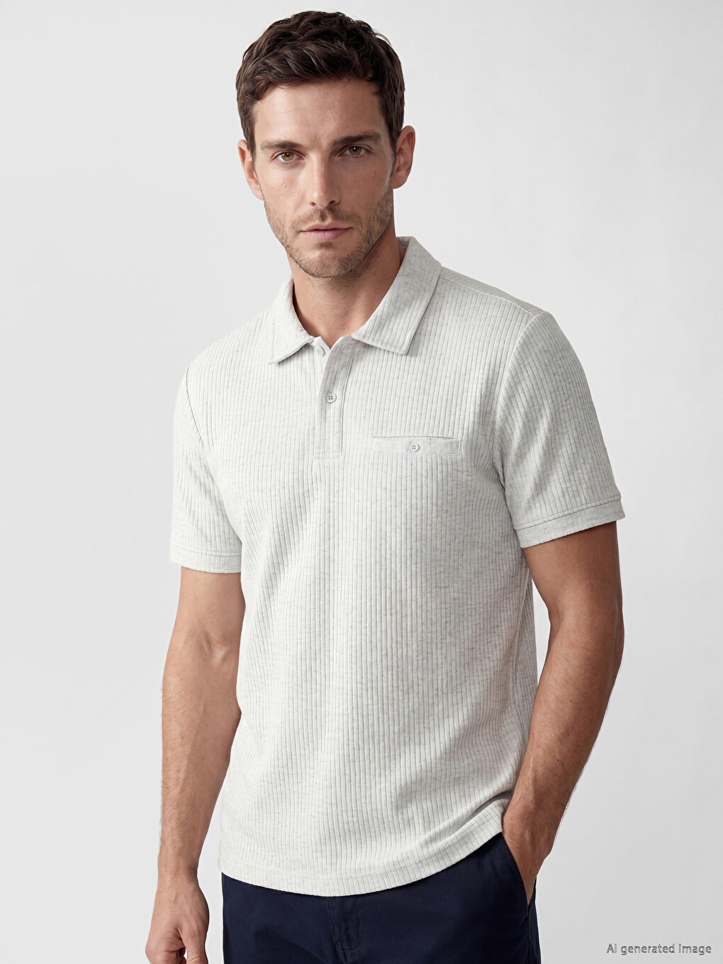Polo Collar Textured Men's T-shirt