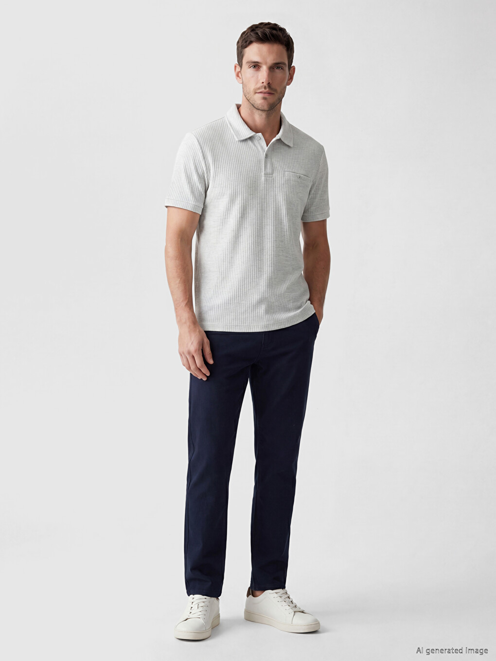 Polo Collar Textured Men's T-shirt-1