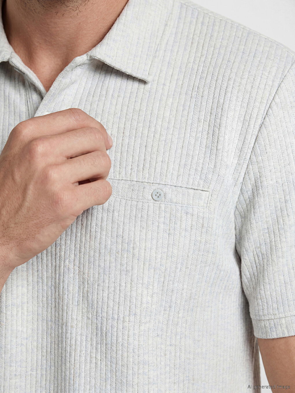 Polo Collar Textured Men's T-shirt-2