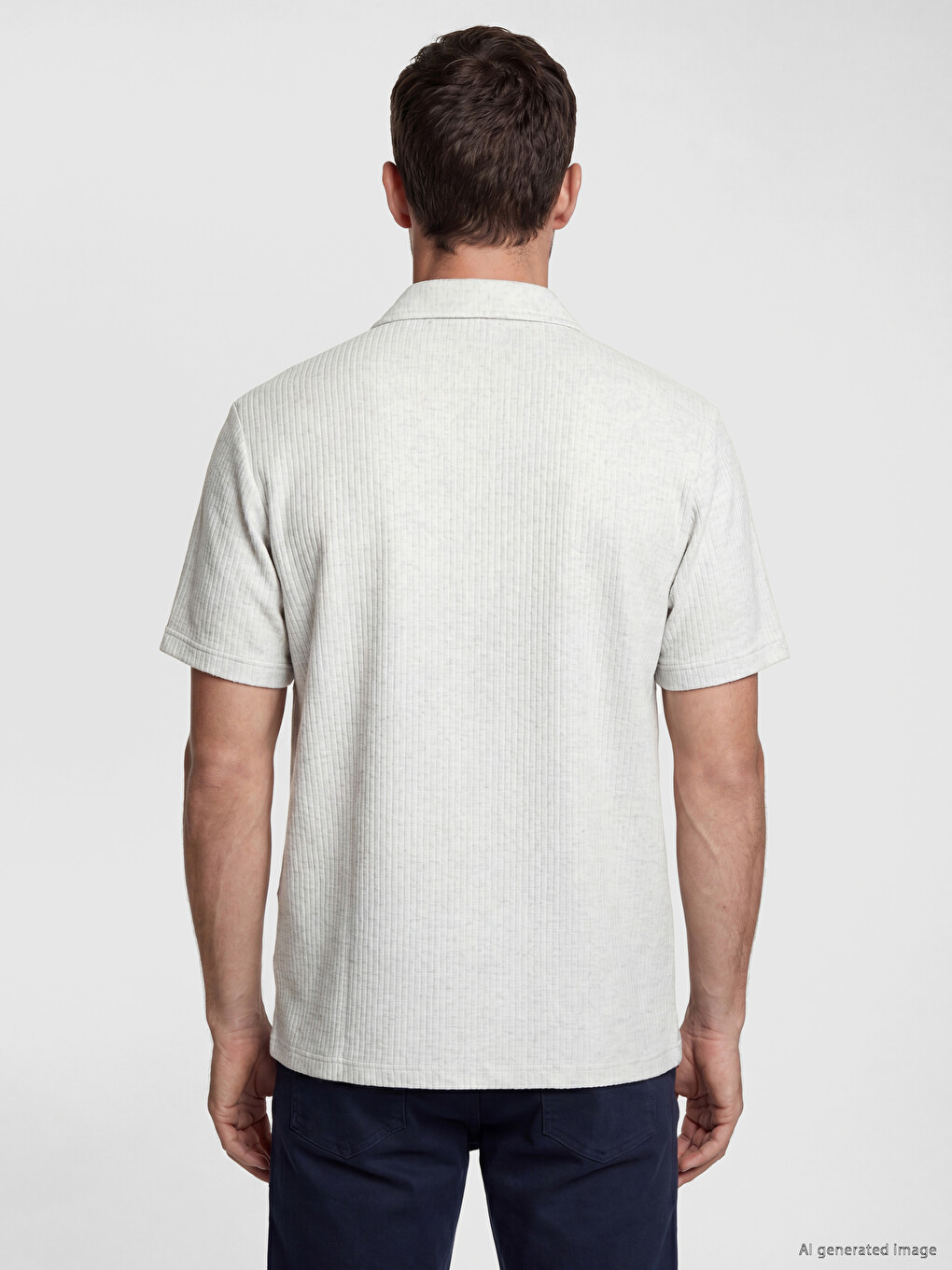 Polo Collar Textured Men's T-shirt-3