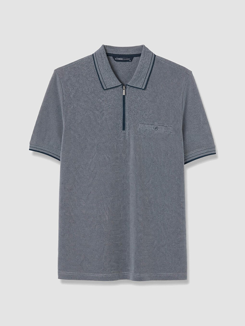 İndigo Polo Yaka Dokulu Erkek Tişört