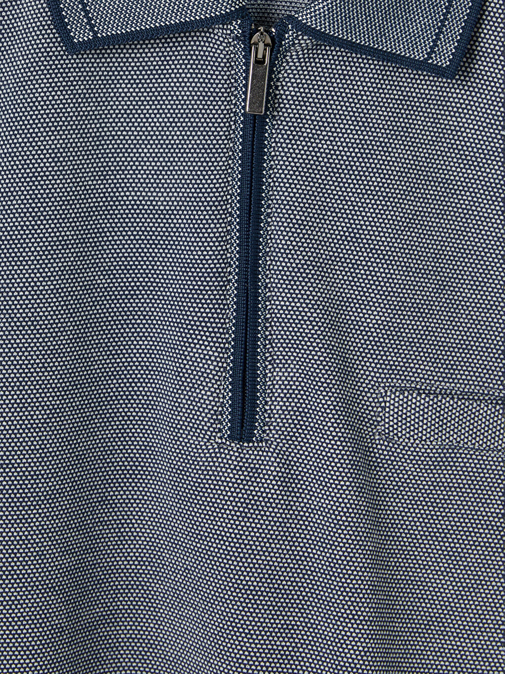 İndigo Polo Yaka Dokulu Erkek Tişört-1