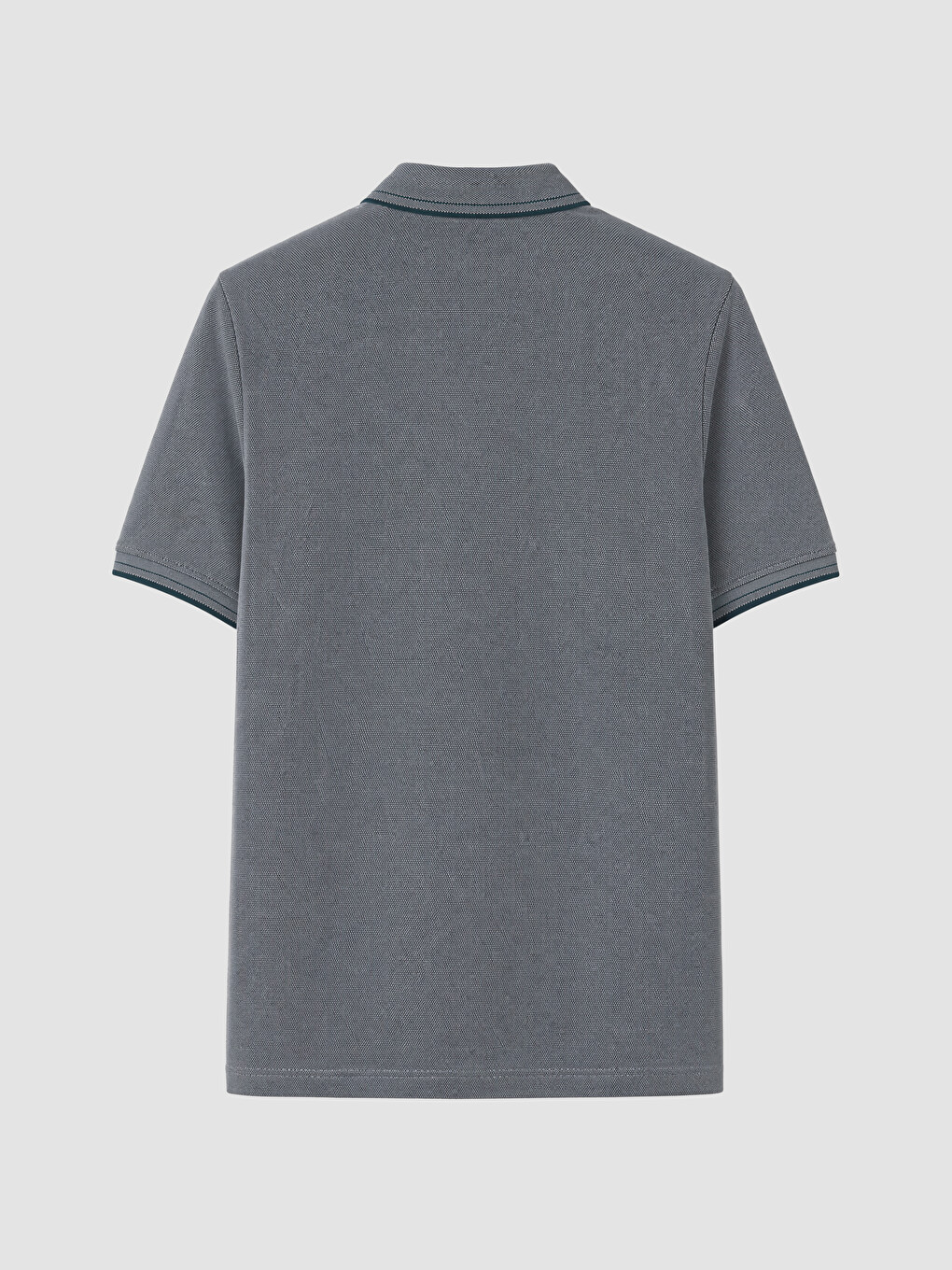 İndigo Polo Yaka Dokulu Erkek Tişört-2
