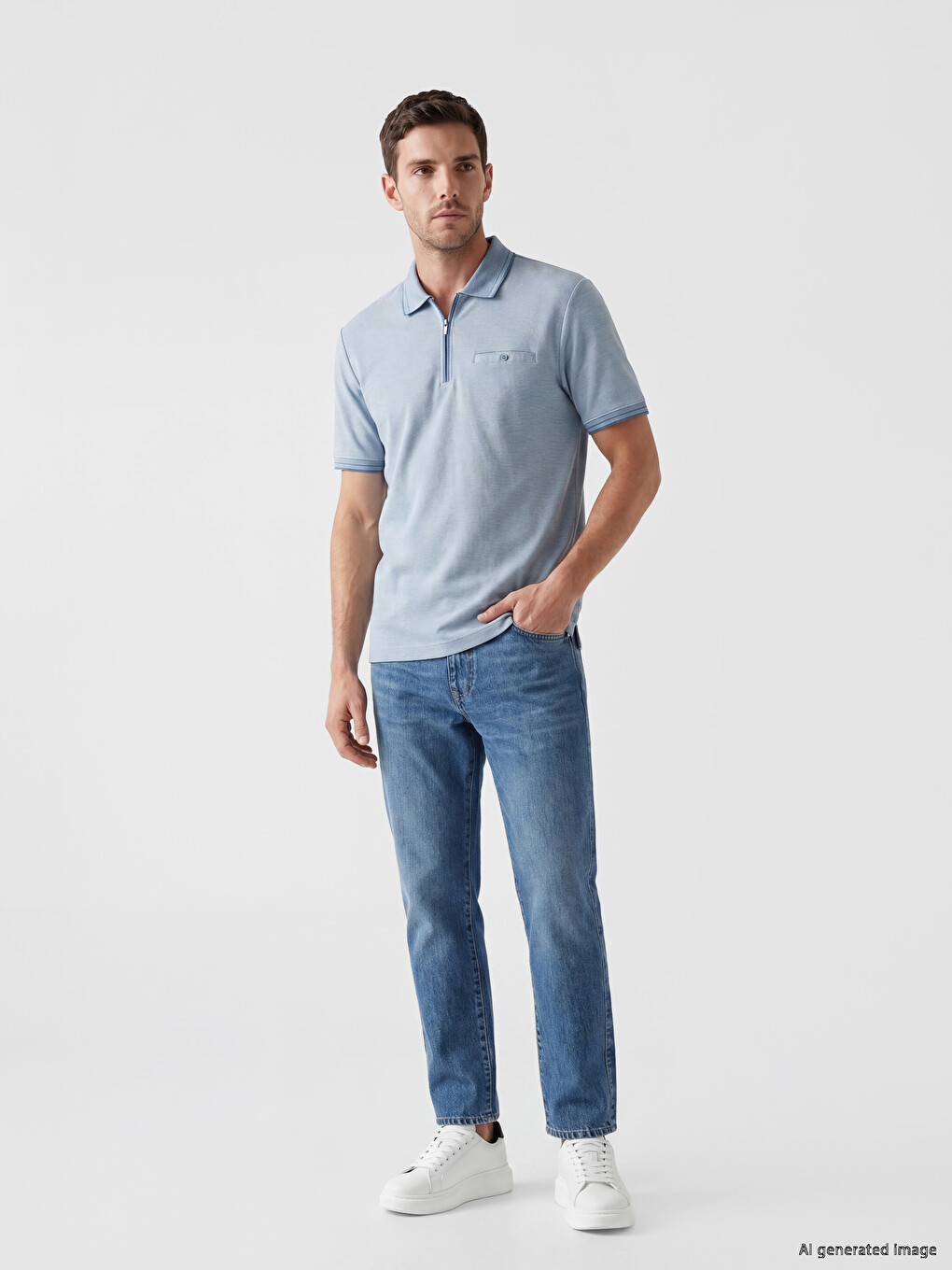 Polo Collar Textured Men's T-Shirt-1