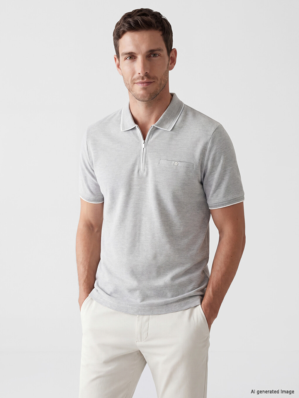 Polo Collar Textured Men's T-Shirt