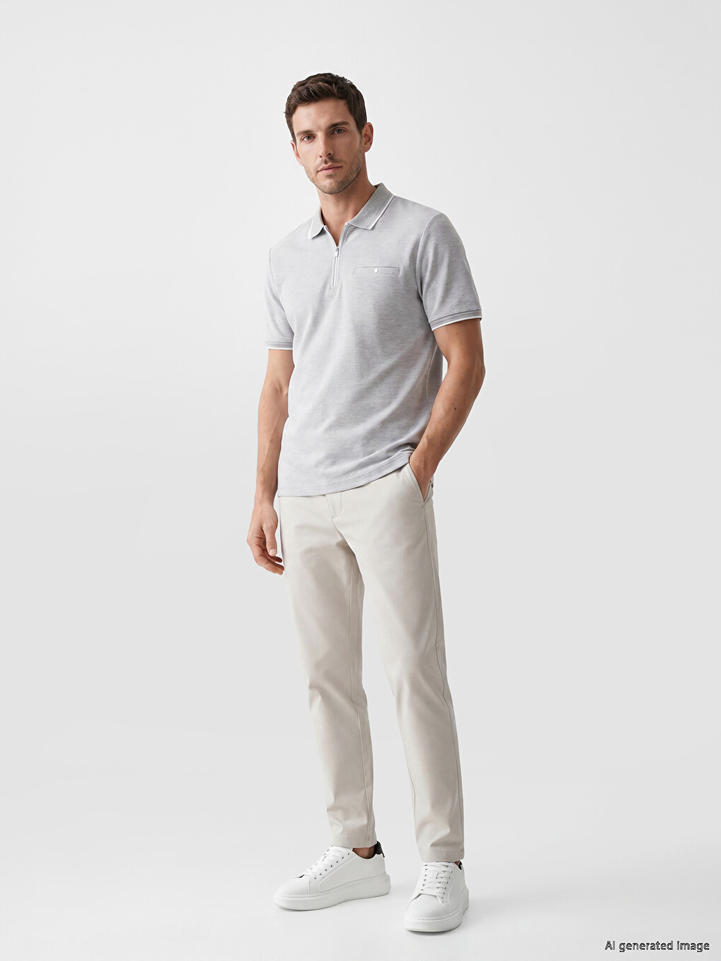Polo Collar Textured Men's T-Shirt-1