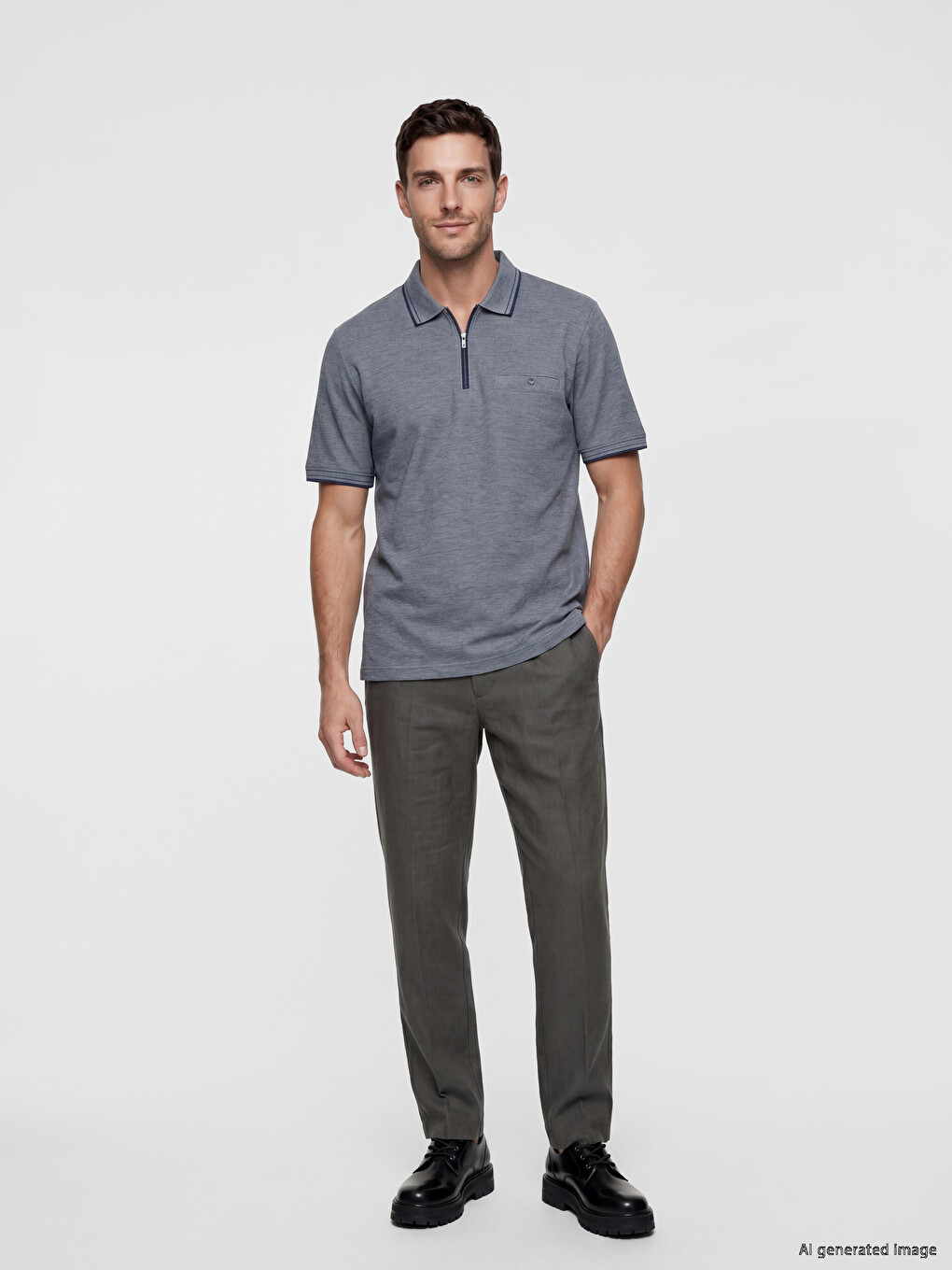 Polo Collar Textured Men's T-Shirt-1