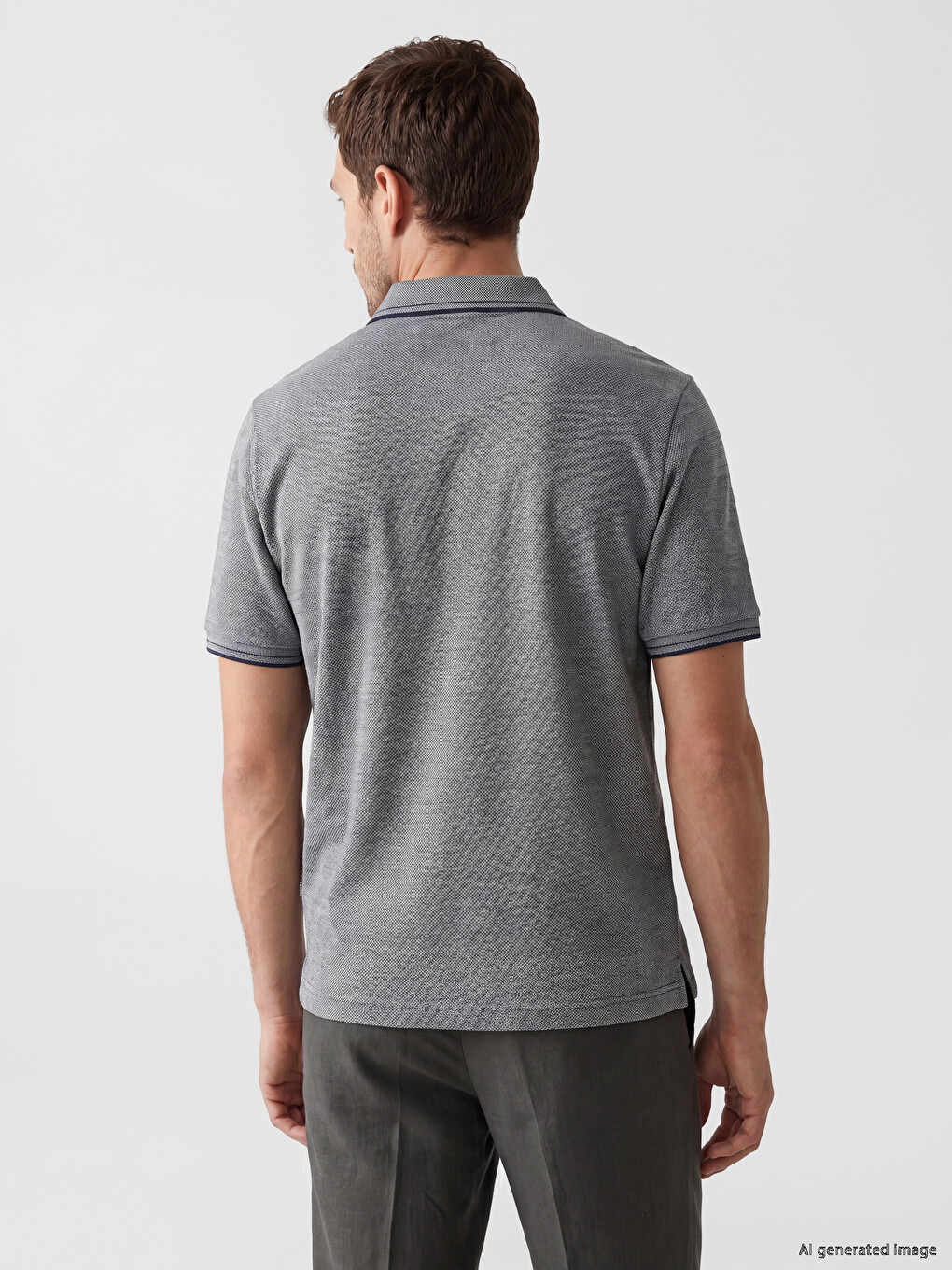 Polo Collar Textured Men's T-Shirt-2