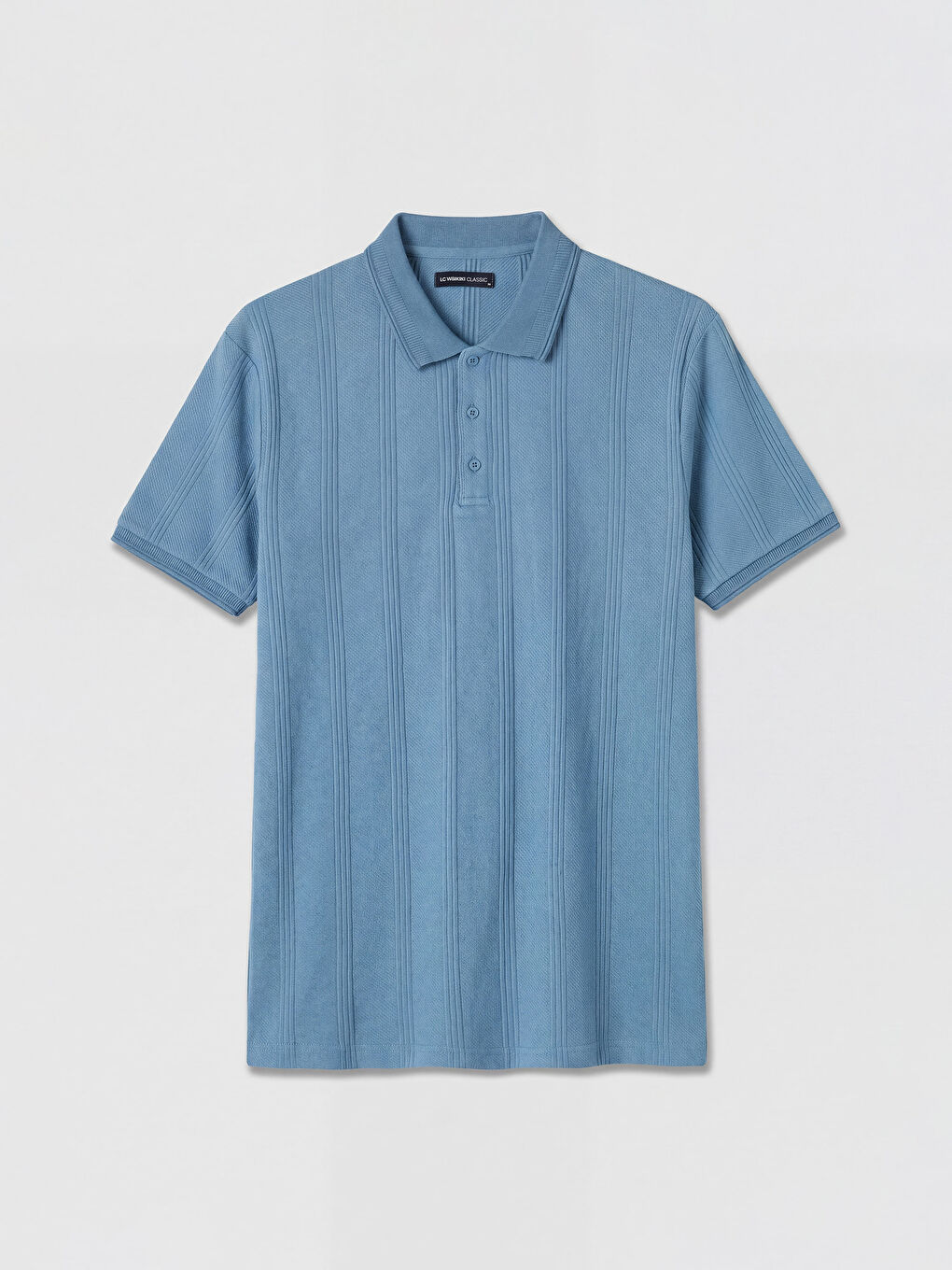 Mavi Polo Yaka Dokulu Erkek Tişört