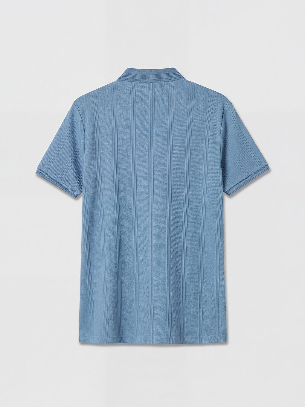 Mavi Polo Yaka Dokulu Erkek Tişört-1