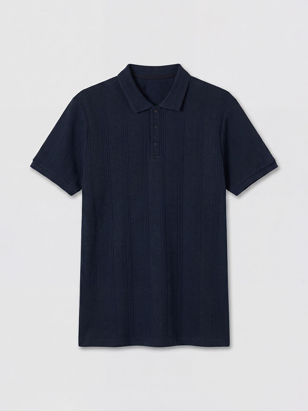 Lacivert Polo Yaka Dokulu Erkek Tişört