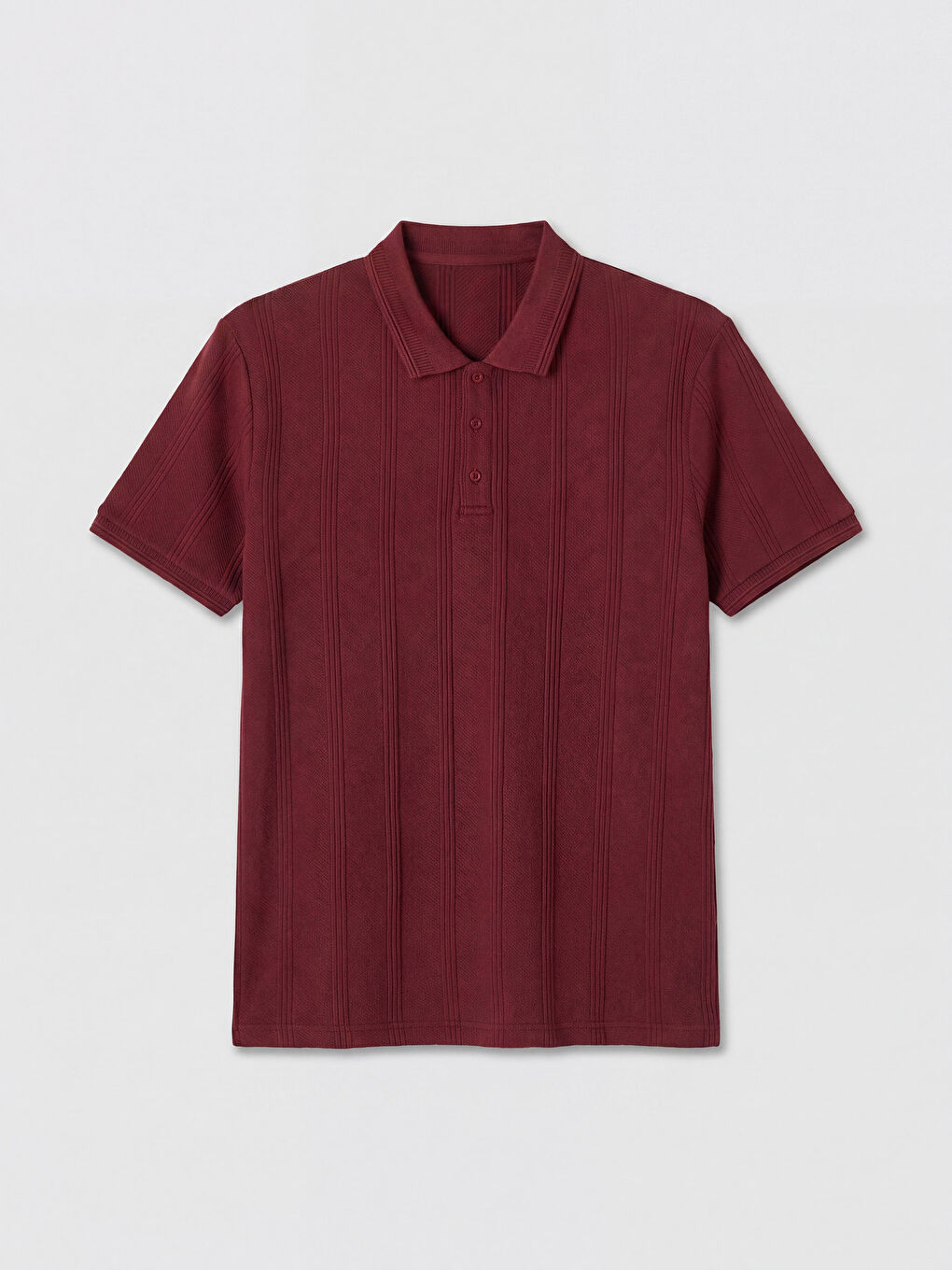 Kırmızı Polo Yaka Dokulu Erkek Tişört