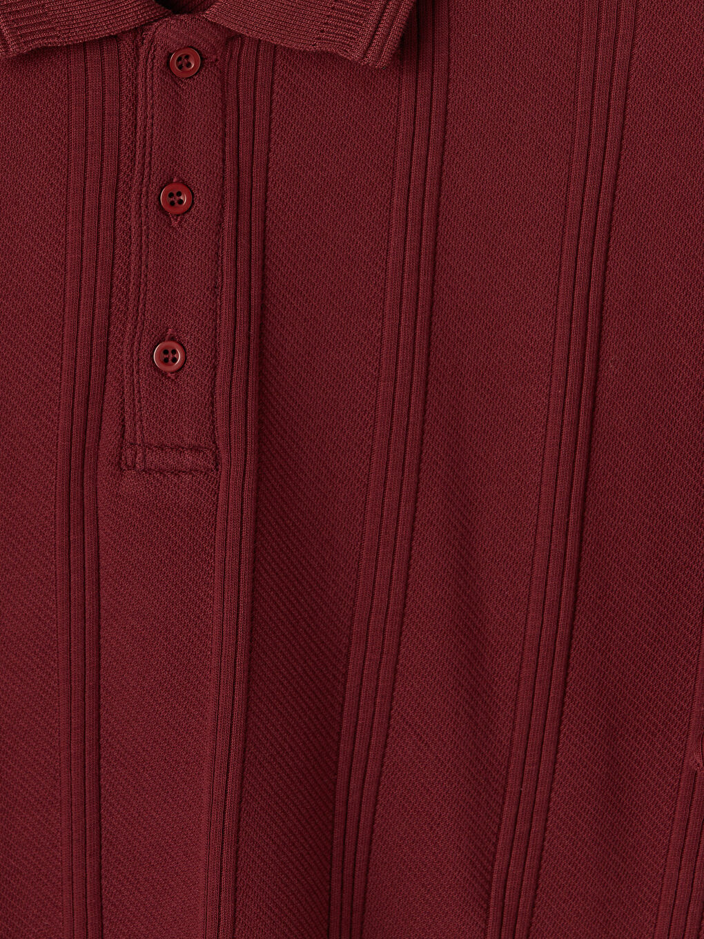 Kırmızı Polo Yaka Dokulu Erkek Tişört-2