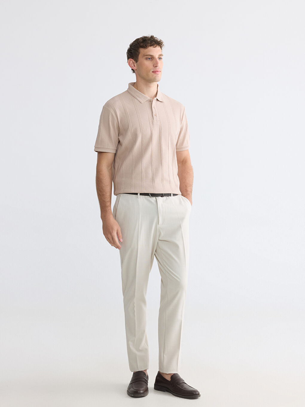 Polo Collar Textured Men's T-Shirt-1