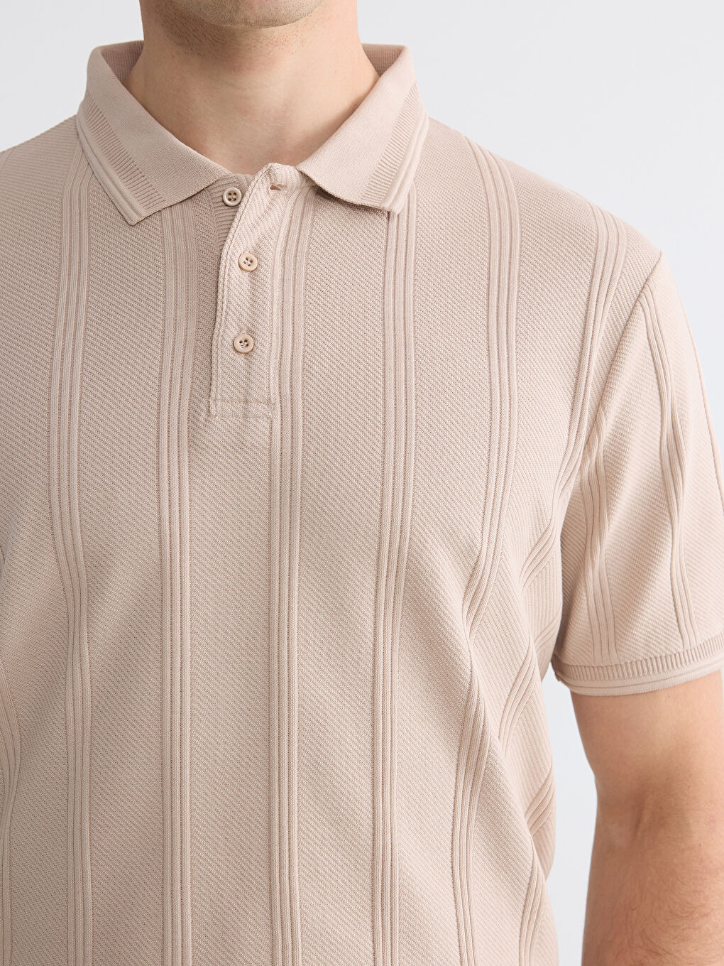 Polo Collar Textured Men's T-Shirt-2