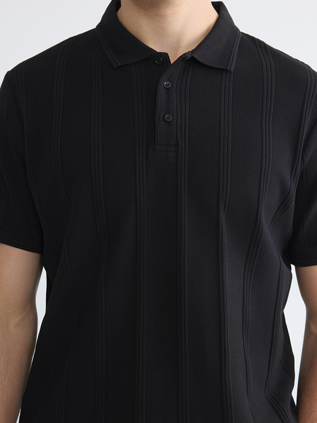 Polo Collar Textured Men's T-Shirt-2