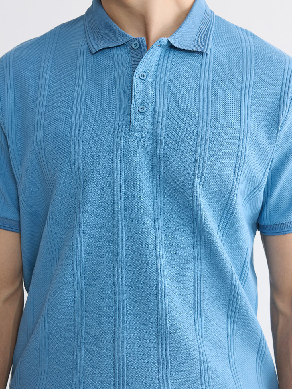 Polo Collar Textured Men's T-Shirt-2