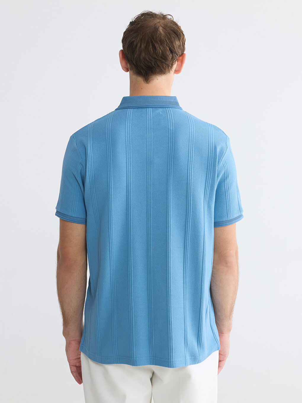 Polo Collar Textured Men's T-Shirt-3
