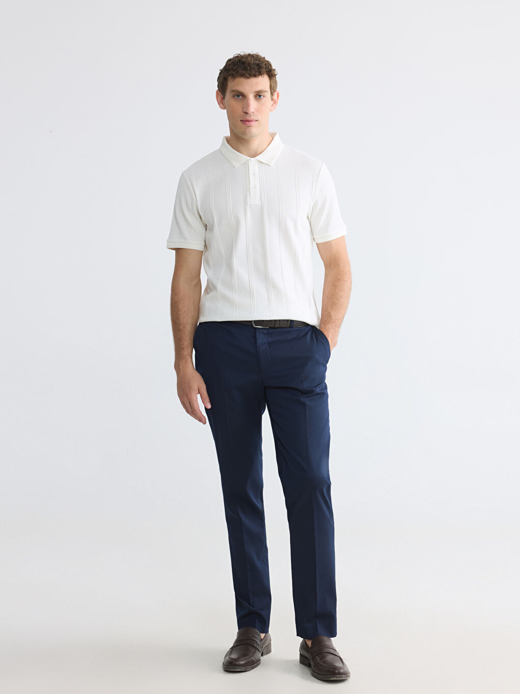 Polo Collar Textured Men's T-Shirt-1