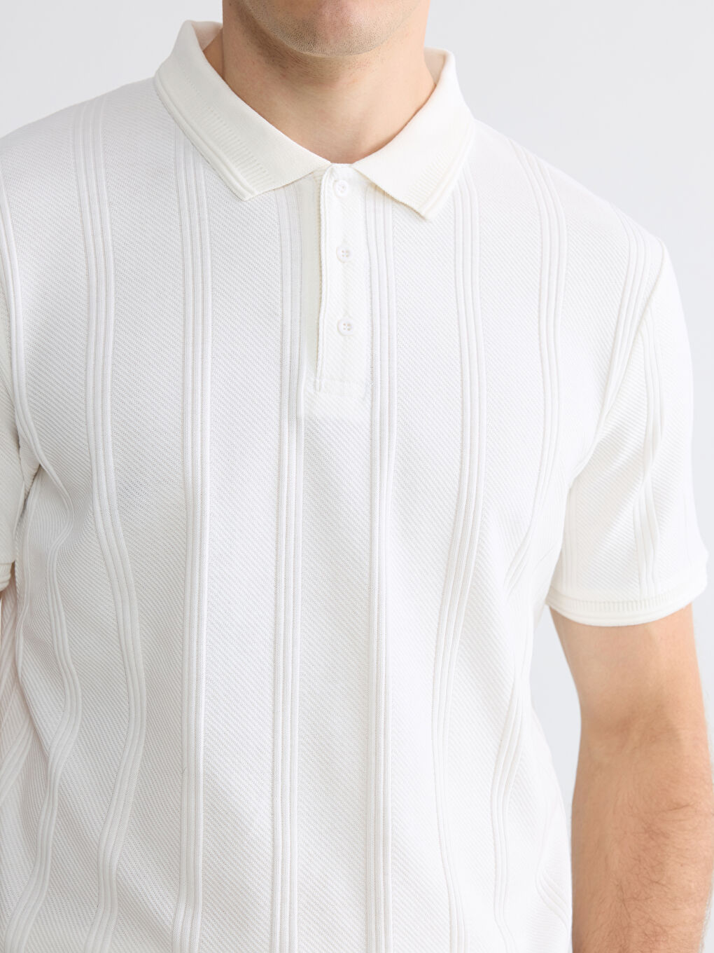 Polo Collar Textured Men's T-Shirt-2