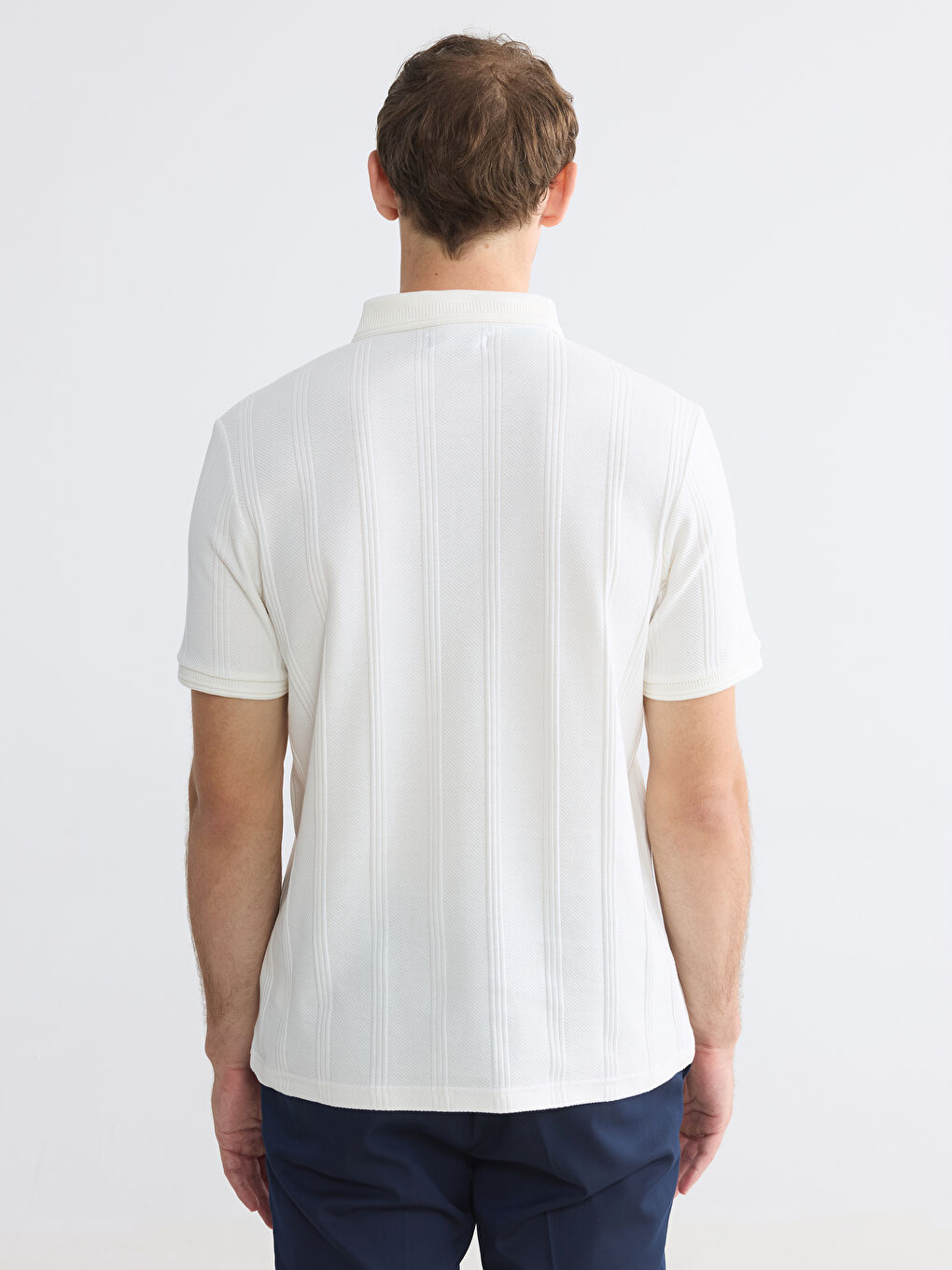 Polo Collar Textured Men's T-Shirt-3