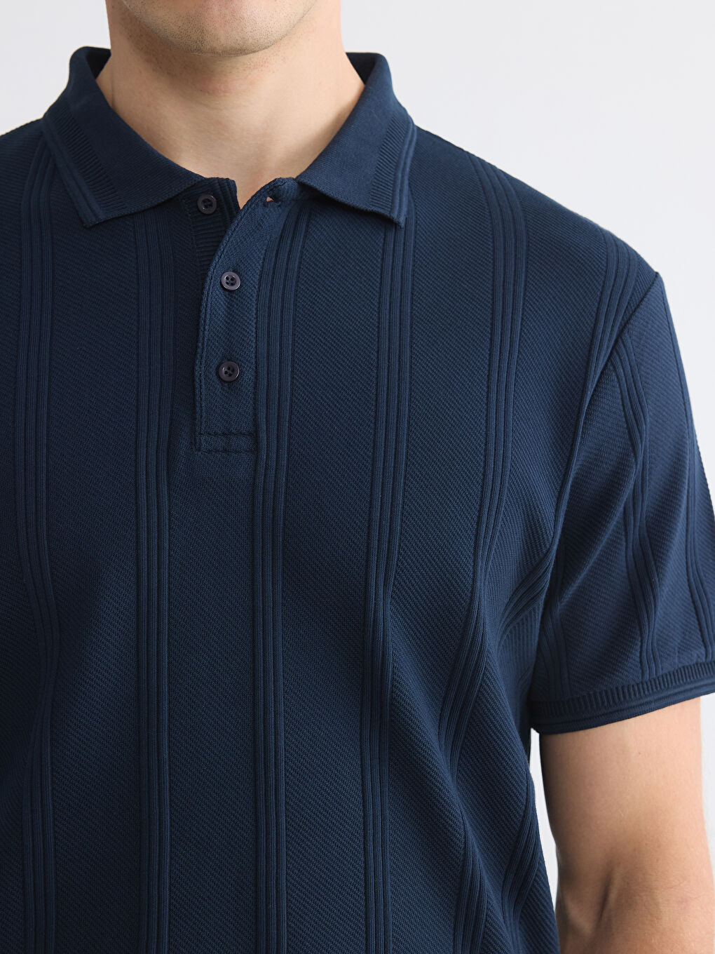 Polo Collar Textured Men's T-Shirt-2